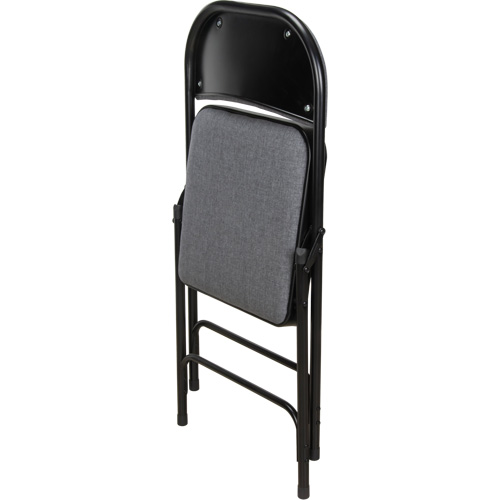 Chaise pliante de luxe en tissu rembourr&eacute;e, Acier, Gris, Capacit&eacute; 300 lb Par Equipment