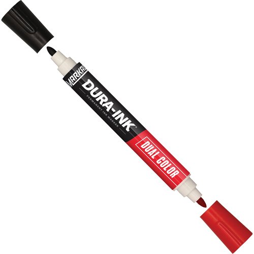Marqueur &agrave; encre permanente et double couleur Markal Dura-Ink, Noir/Rouge, Pointe Ronde Par Equipment