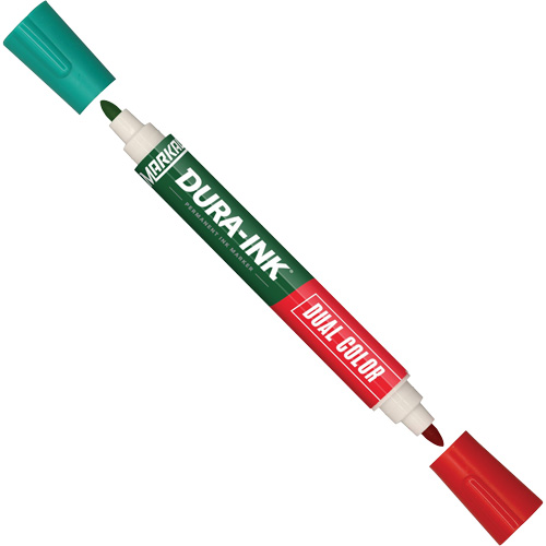 Marqueur &agrave; encre permanente et double couleur Markal Dura-Ink, Vert/Rouge, Pointe Ronde Par Equipment