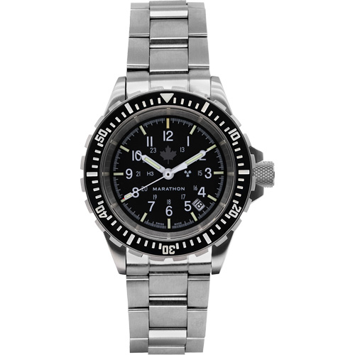 Grey Maple Large Diver's Automatic Watch with Stainless Steel Bracelet, Digital, Battery Operated, 41 mm, Silver Par Equipment