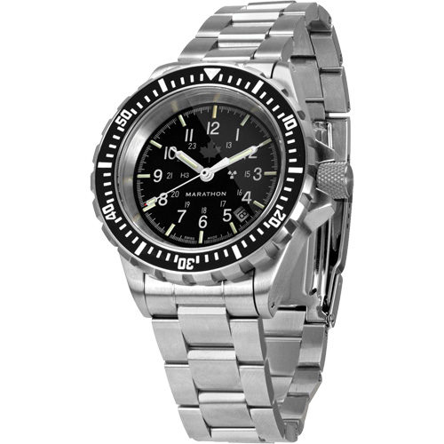 Grey Maple Large Diver's Automatic Watch with Stainless Steel Bracelet, Digital, Battery Operated, 41 mm, Silver Par Equipment