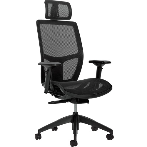 Format+ High-Back Weight-Sensing Synchro-Tilter with Headrest, Mesh, Black, 300 lbs. Capacity Par Equipment