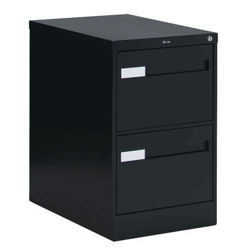 Vertical Filing Cabinet with Recessed Drawer Handles, 2 Drawers, 18.15" W x 26.56" D x 29" H, Black Par Equipment