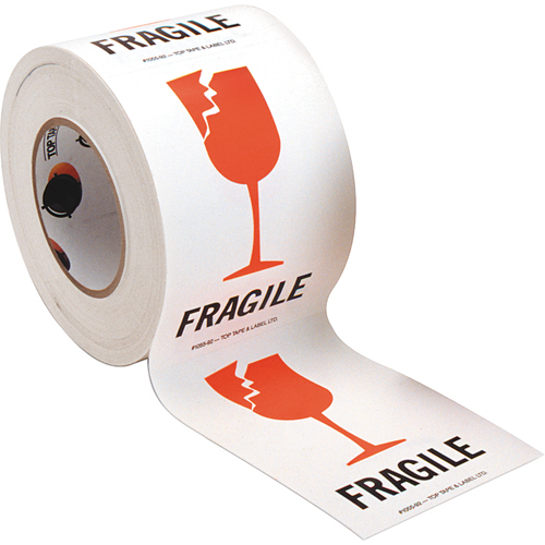 &eacute;tiquettes pour traitement sp&eacute;cial Fragile, 6" lo x 4" la, Rouge/blanc Par Equipment