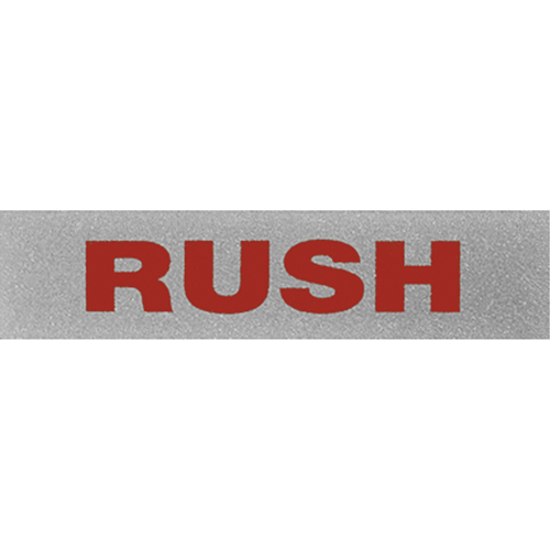 "Rush" Special Handling Labels, 5" L x 2" W, Black on Red Par Equipment
