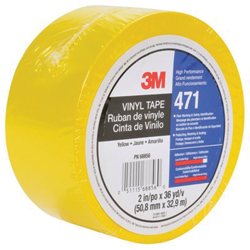 Ruban en vinyle 471, 50,8 mm (2") la x 32,9 m (108') lo, 5,3 mils, Jaune Par Equipment