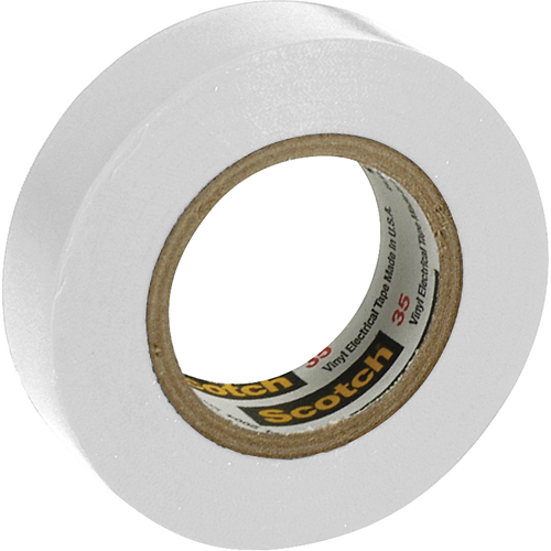 Scotch&reg; 35 Colour Coded Tape, 12.7 mm (1/2") x 6.1 m (20'), White, 7 mils Par Equipment