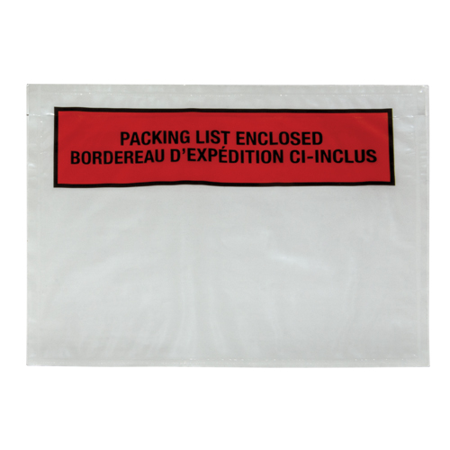 Packing List Envelope, 7" L x 5-1/2" W, Backloading Style Par Equipment