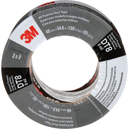 DT8 All-Purpose Duct Tape, 8 mils, Black, 48 mm (2") x 55 m (180') Par Equipment
