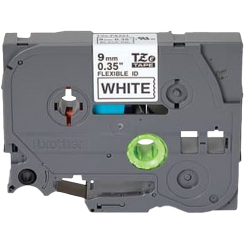 TZe Flexible Tape Cartridge, 9 mm x 26'/8 m, Black on White Par Equipment