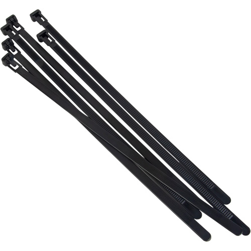 Attache-c&acirc;ble r&eacute;utilisable, Longueur 14", R&eacute;sistance &agrave; la traction 50 lb, Noir Par Equipment