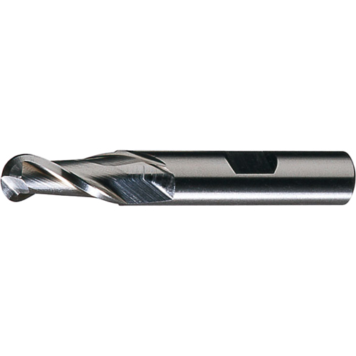 CLEVELAND Centre Cutting Ball Nose Single End Finishers, 1/2" Dia., 2 Flutes, High Speed Steel Par Equipment