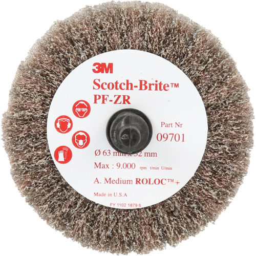 Brosse &agrave; lamelles pour labrasion et le polissage PF-ZR Roloc Scotch-Brite, Oxyde d'aluminium, Grain Moyen, 2-1/2" x 1-1/4" Par Equipment