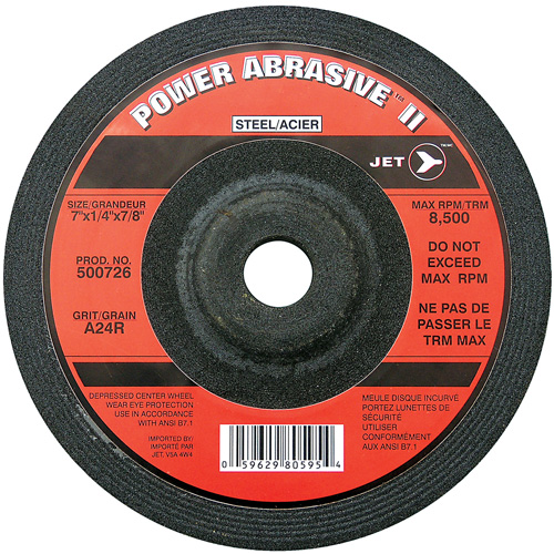 Meule POWER ABRASIVE A24R, 7" x 1/4", Arbre 7/8", Type T27 Par Equipment