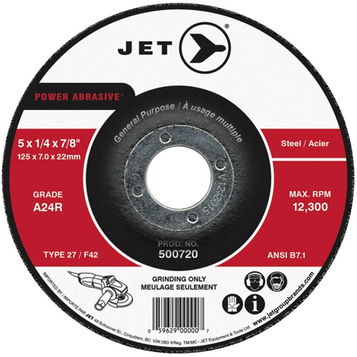 Meule abrasive motoris&eacute;e A24R, 4-1/2" x 1/4", Arbre 7/8", Type 27 Par Equipment