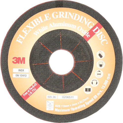 Disque de meulage flexible, 4-5/8", Oxyde d'aluminium, 22 mm, Type WA Par Equipment