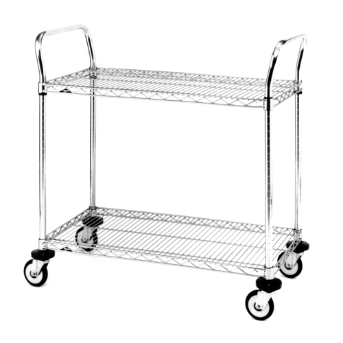 Standard-Duty Utility Cart With Wire Shelves, Chrome Plated, 18" x 39" x 36", 375 lbs. Capacity Par Equipment