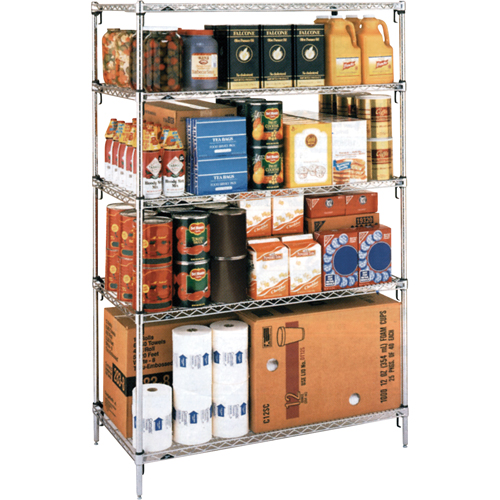 Super Adjustable Super Erecta Shelf&reg;, 5 Tiers, 36" W x 74-5/8" H x 24" D Par Equipment