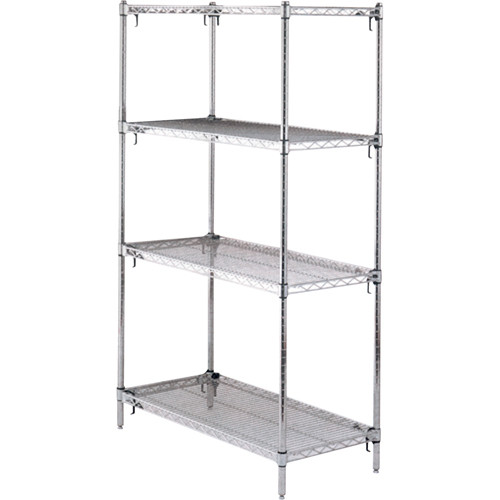 Shelving Unit, 4 Tiers, 36" W x 63" H x 18" D Par Equipment