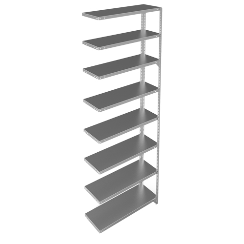 Shelving Unit, Galvanized Steel, Slotted Angle, Add-On, 36" W x 96" H x 15" D Par Equipment