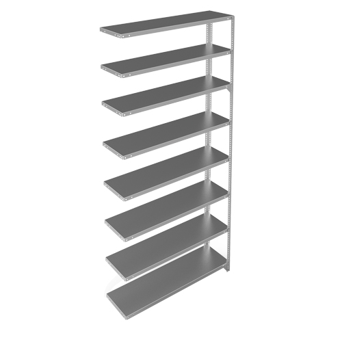 Shelving Unit, Galvanized Steel, Slotted Angle, 300 lbs. Capacity, 48" W x 96" H x 12" D Par Equipment