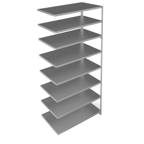 Shelving Unit, Galvanized Steel, Slotted Angle, 275 lbs. Capacity, 48" W x 96" H x 24" D Par Equipment