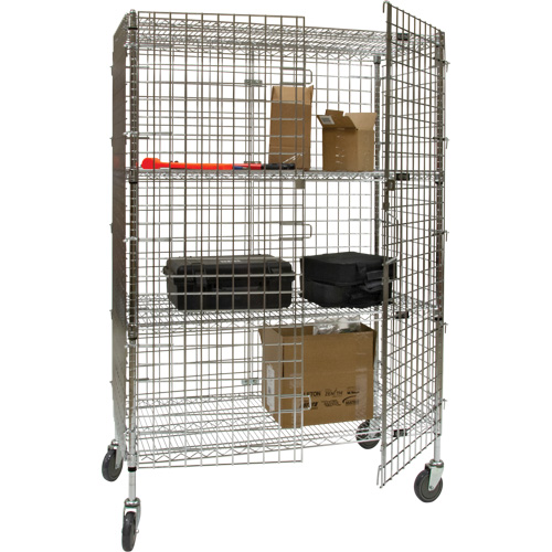Security Cart, Chrome Plated, 48" x 69" x 24", 500 lbs. Capacity Par Equipment