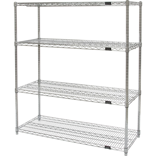 Heavy-Duty Chromate Wire Shelving, 4 Tiers, 36" W x 54" H x 24" D Par Equipment