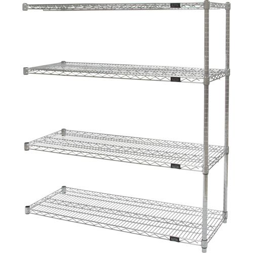 Heavy-Duty Chromate Wire Shelving, Add-On Kit, 4 Tiers, 30" W x 54" H x 18" D Par Equipment