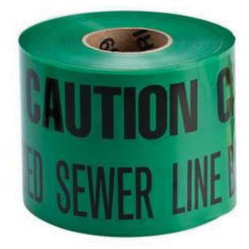 "Buried Sewer Line" Identoline&reg; Underground Warning Tape, 6" W x 1000' L, Black on Green Par Equipment