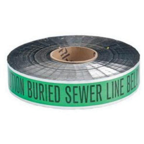 "Sewer Line" Identoline&reg; Underground Warning Tape, 2" W x 1000' L, Black on Green Par Equipment