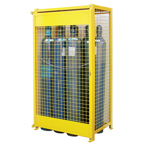 Gas Cylinder Cabinets, 10 Cylinder Capacity, 44" W x 30" D x 74" H, Yellow Par Equipment