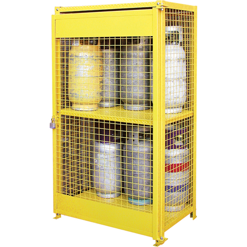 Gas Cylinder Cabinets, 12 Cylinder Capacity, 44" W x 30" D x 74" H, Yellow Par Equipment