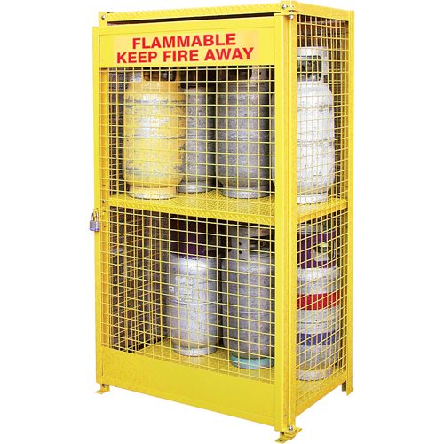 Gas Cylinder Cabinets, 12 Cylinder Capacity, 44" W x 30" D x 74" H, Yellow Par Equipment