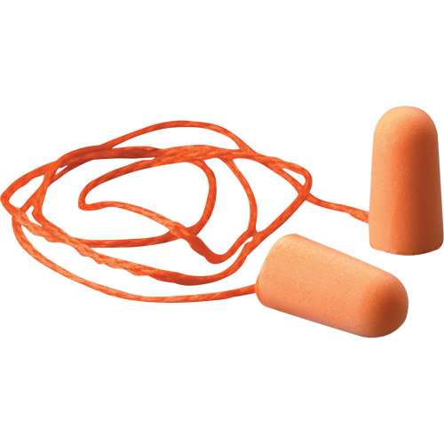 Bouchons d'oreilles en mousse E-A-R, Paire - Sac en poly, Avec cordon Par Equipment