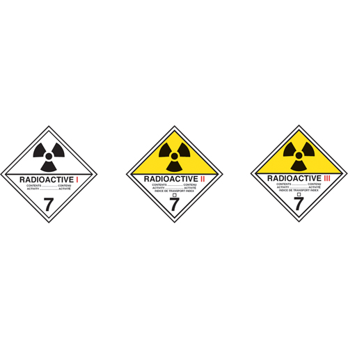TDG Shipping Labels, Class 7, Radioactive I, Vinyl Par Equipment