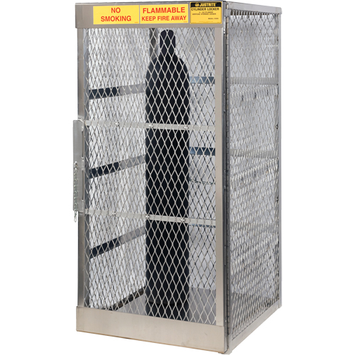 Aluminum LPG Cylinder Locker Storage, 10 Cylinder Capacity, 30" W x 32" D x 65" H, Silver Par Equipment