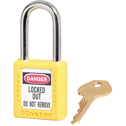 410 Zenex Safety Padlock, Yellow, Keyed Different, Thermoplastic, 1-1/2" Width Par Equipment
