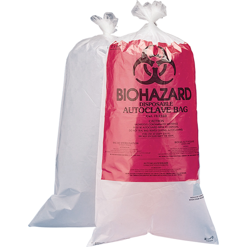 Hazardous Waste Disposal Bags, Bio-Hazard, 24" L x 12" W, 1.5 mils, 3.7 L (1 Gal.) Capacity Par Equipment