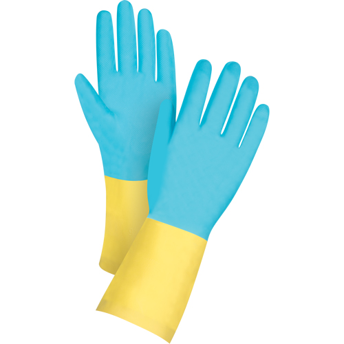 Premium Dipped Chemical-Resistant Gloves, Size Small/7, 12" L, Neoprene/Rubber Latex, Cotton/Flock-Lined Inner Lining, 20-mil Par Equipment