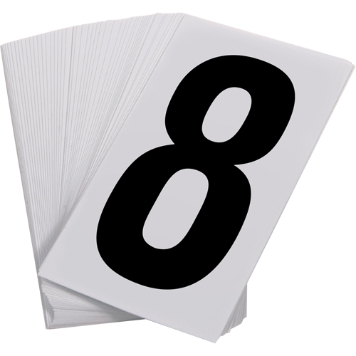 Pressure Sensitive Numbering, 8, 3-1/2" H, Black on White Par Equipment