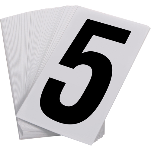 Pressure Sensitive Numbering, 5, 3-1/2" H, Black on White Par Equipment