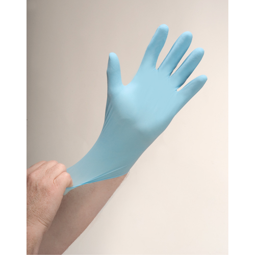 Gants d'examen r&eacute;sistants &agrave; la perforation, Grand, Nitrile, 4,5 mils, Poudr&eacute;s, Bleu Par Equipment