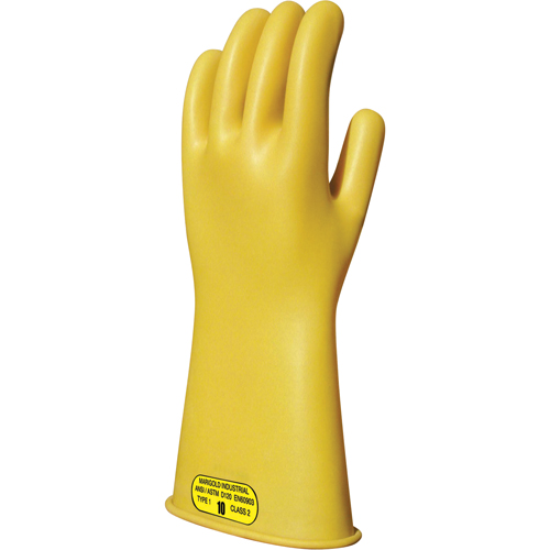 Gants isolants en caoutchouc naturel jaune, ASTM classe 2, Taille 8, 14" lo Par Equipment