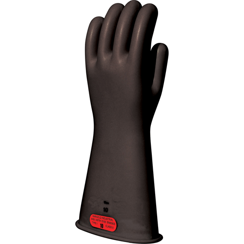Gants isolants en caoutchouc naturel noir, ASTM classe 0, Taille 8, 14" lo Par Equipment