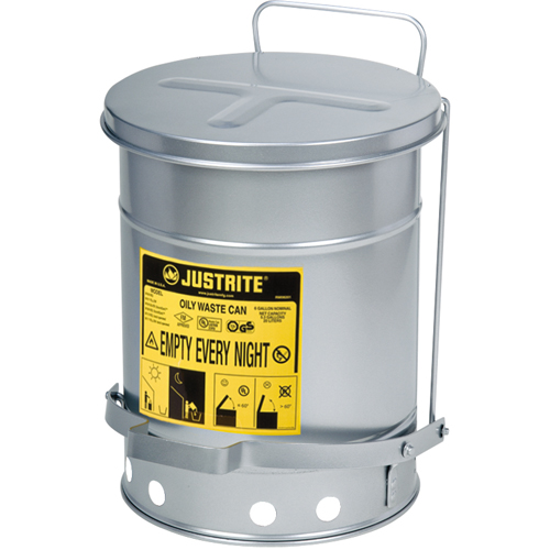 Contenants pour d&eacute;chets huileux, Homologu&eacute; FM/List&eacute; UL, 6 gal. US, Argent Par Equipment