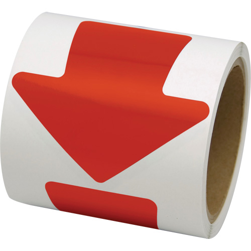 D&eacute;calcomanie en couleur pour le marquage des planchers, Fl&egrave;che, 4" lo x 4" la, Rouge, Vinyle Par Equipment