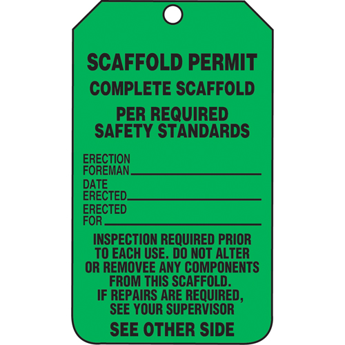&eacute;tiquettes de s&eacute;curit&eacute; d'inspection et de contr&ocirc;le de l'&eacute;tat de l'&eacute;quipement, Papier cartonn&eacute;, 3-1/8" la x 5-7/8" h, Anglais Par Equipment
