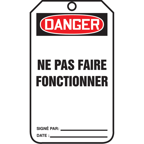 Lockout Tags, Cardstock, 3-1/8" W x 5-7/8" H, French Par Equipment