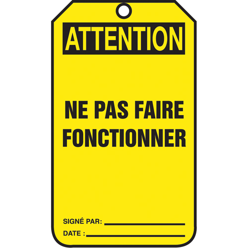 Lockout Tags, Cardstock, 3-1/8" W x 5-7/8" H, French Par Equipment